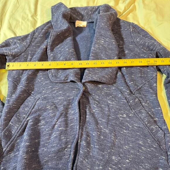 Caslon Jacket Womens XL Heather Blue Open Front Knit Cotton Shawl Collar Pockets - Picture 7 of 9